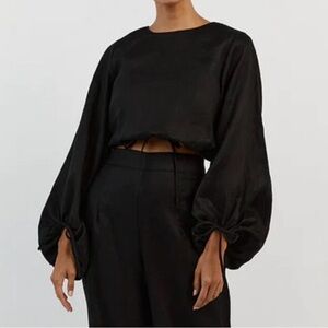 DISSH Molly Black Linen Cropped Top Size 4